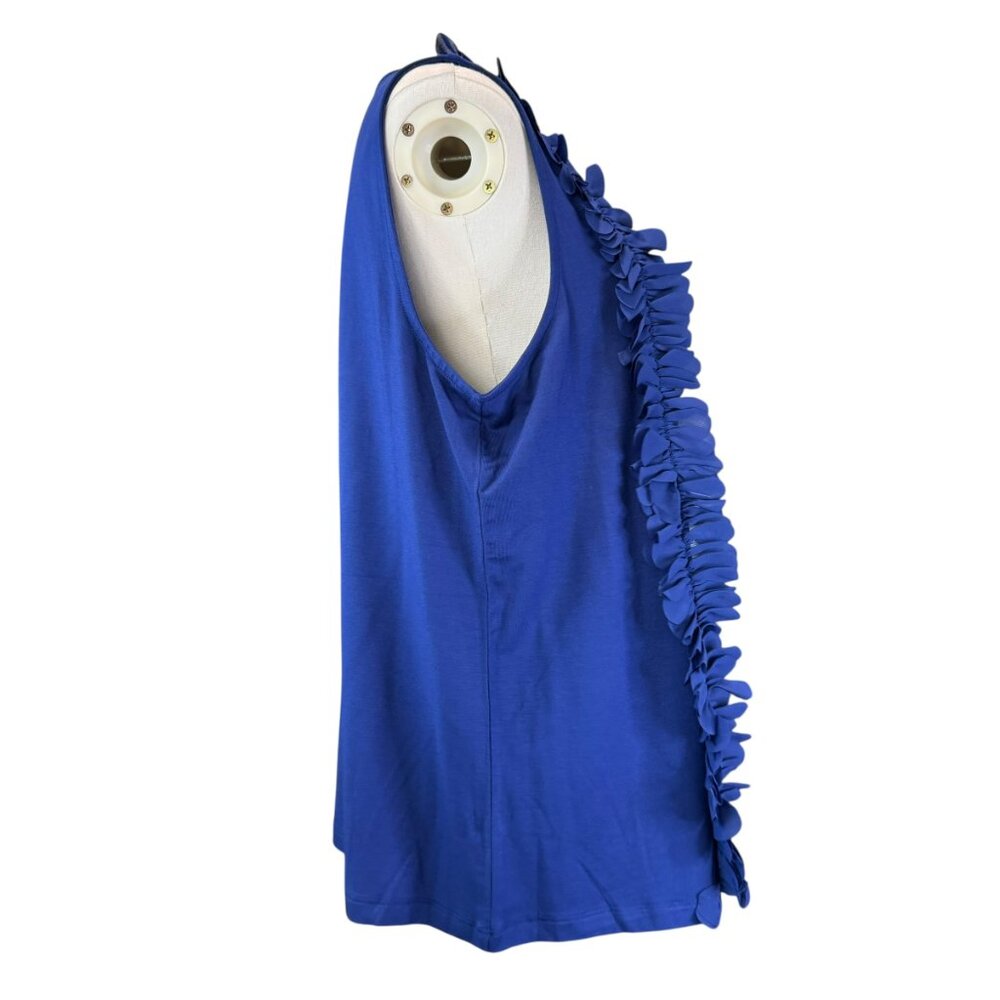 Chico’s Blue Sleeveless Ruffle Front Tank Top Size L – NWT Petal Trim Blouse - Picture 4 of 6